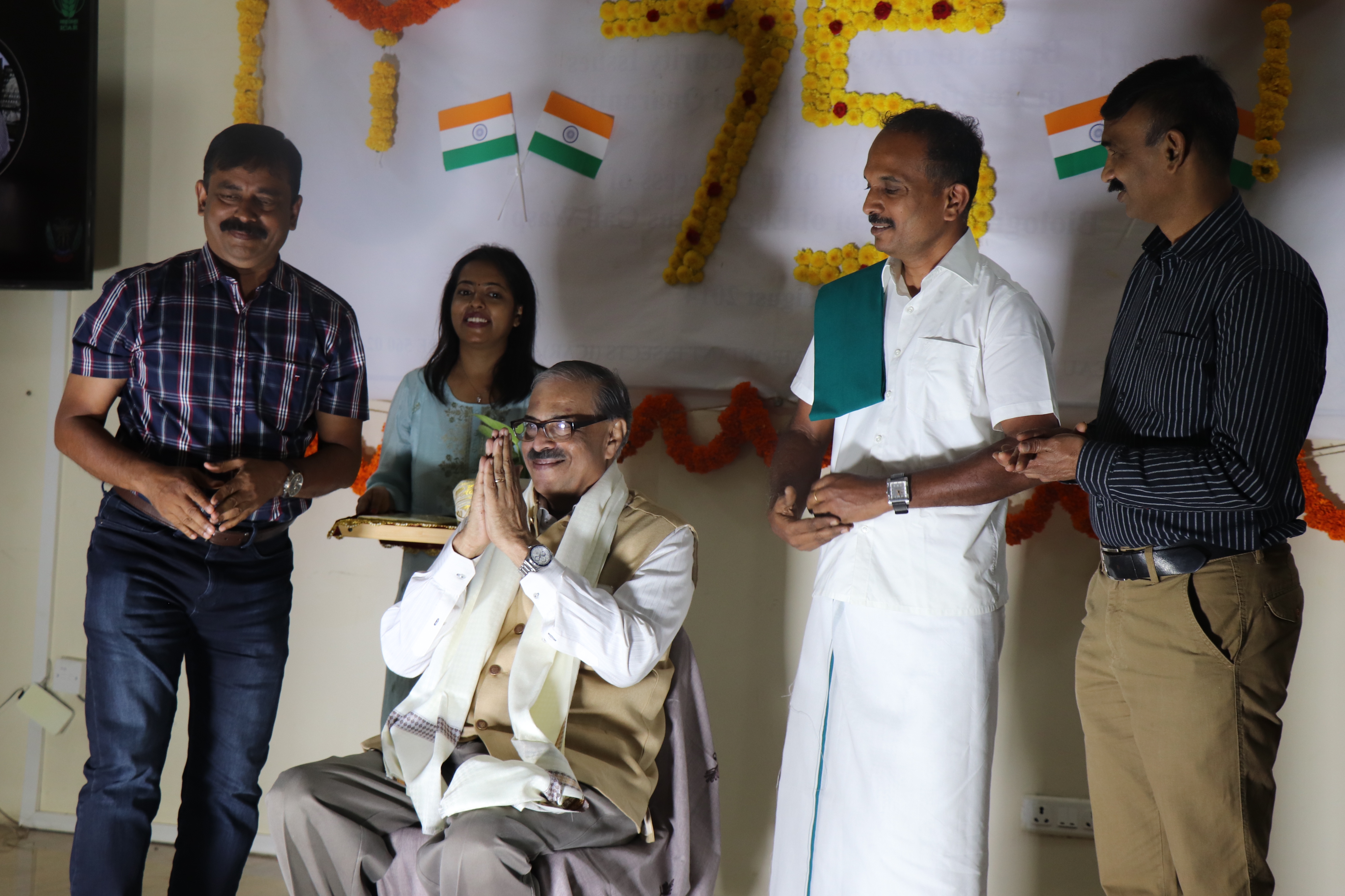 Dr. Abraham Verghese, Former Director, ICAR-NBAIR has been felicitated in the eve of 75 years of Independence day Celebration.